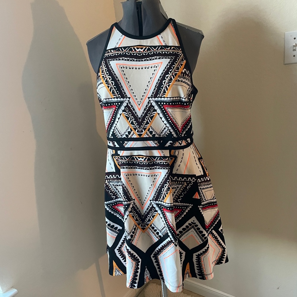 Women's Sleeveless Fit and Flare  Midi Tribal Print Dress Midi  XXL